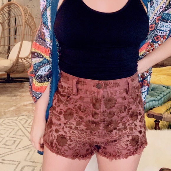 Free People shorts maroon high waisted cut off - Picture 8 of 8